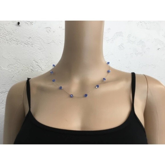 Jewelry - Blue Floating Illusion Necklace Silver